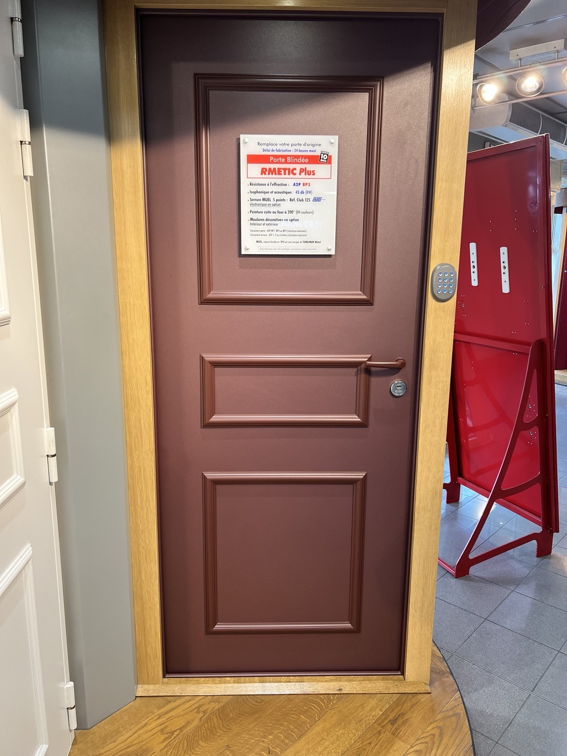 Porte blindée RMETIC Plus bordeaux